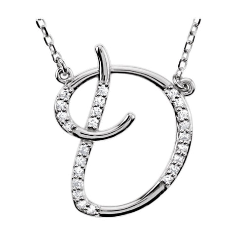 Sterling Silver Letter "D" 1/8 CTW Diamond Initial 16" Necklace Sterling Silver Letter "D" 1/8 CTW Diamond Initial 16" Necklace