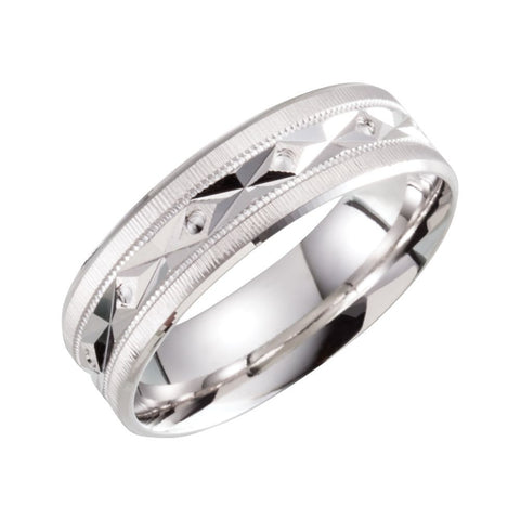 10k White Gold 6.5mm Lightweight Patterned Milgrain Band Size 10 10k White Gold 6.5mm Lightweight Patterned Milgrain Band Size 10