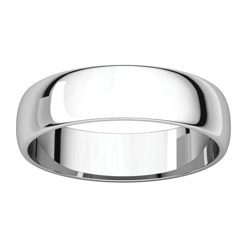 Sterling Silver 5mm Half Round Light Band, Size 7.5