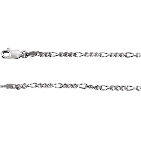 Sterling Silver 2.5mm Figaro 7" Chain