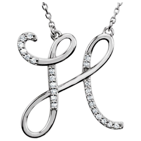Sterling Silver Letter "H" 1/8 CTW Diamond Initial 16" Necklace Sterling Silver Letter "H" 1/8 CTW Diamond Initial 16" Necklace
