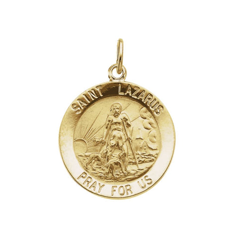 14k Yellow Gold 15mm Round St. Lazarus Medal 14k Yellow Gold 15mm Round St. Lazarus Medal