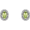 14k White Gold Peridot & .08 CTW Diamond Earrings