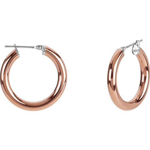 14K Rose Gold-Plated Stainless Steel 4x50mm Hoop Earrings 14K Rose Gold-Plated Stainless Steel 4x50mm Hoop Earrings