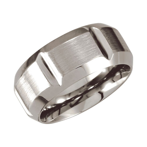 Cobalt 10mm Grooved & Beveled Edge Band, Size 10 Cobalt 10mm Grooved & Beveled Edge Band, Size 10