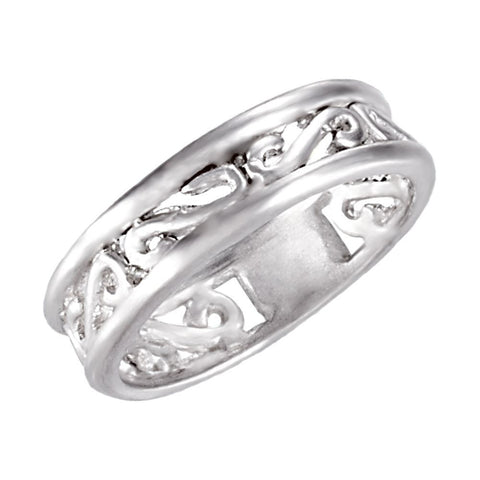 Sterling Silver Black Pearl Plated Scroll Band Size 7 Sterling Silver Black Pearl Plated Scroll Band Size 7