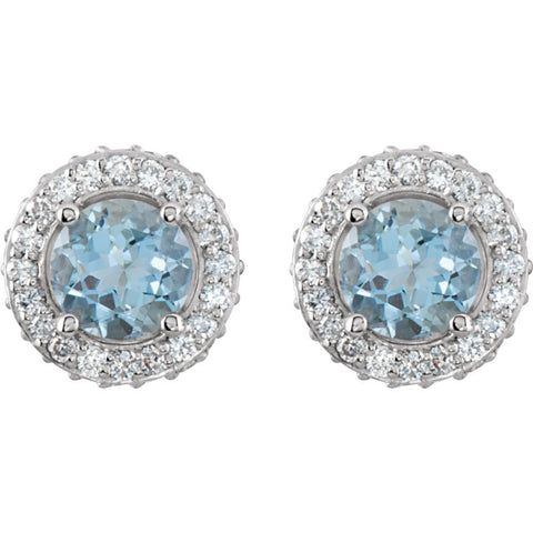 14k White Gold Aquamarine & 3/8 CTW Diamond Earrings