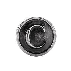 Sterling Silver 10.6mm Letter "C" Alpha Cylinder Bead Sterling Silver 10.6mm Letter "C" Alpha Cylinder Bead