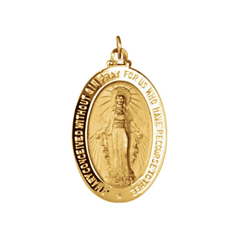 18k Yellow Gold 29x20mm Oval Miraculous Medal
