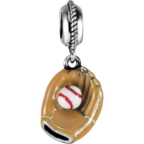 Sterling Silver 12.5x10mm Kera Baseball Glove Charm Sterling Silver 12.5x10mm Kera Baseball Glove Charm
