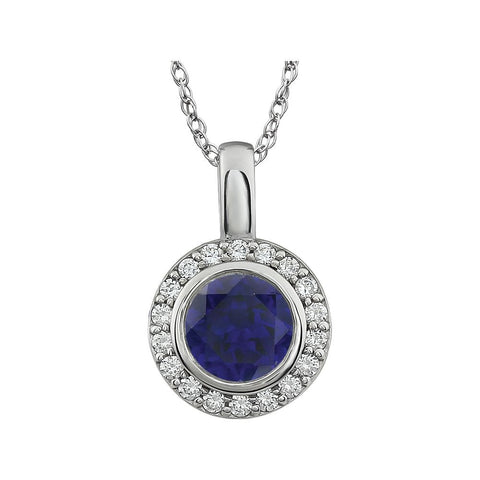 Sterling Silver Dark Blue Cubic Zirconia 18" Necklace