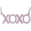 18 In Pink CZ Xoxo Necklace in Sterling Silver