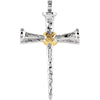 Nail Two-Tone Cross Pendant in 14k White and Yellow Gold