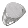 18.00x16.00 mm Men's Signet Ring with Brush Finished Top in 14K White Gold ( Size 10 )
