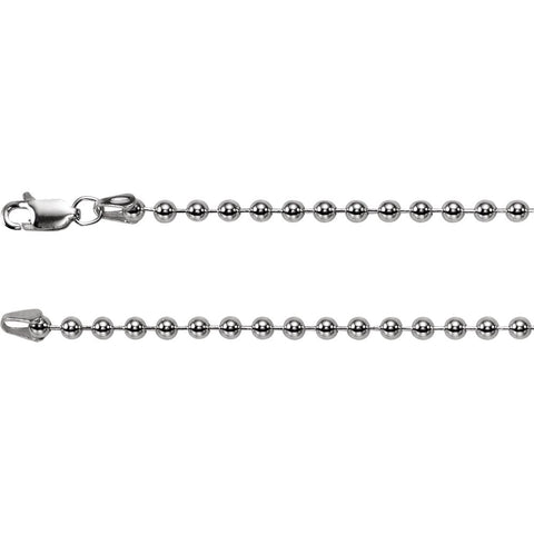 Sterling Silver 3mm Bead 7" Chain