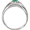 14k White Gold Men's Chatham® Created Emerald & Diamond Accented Ring, Size 11