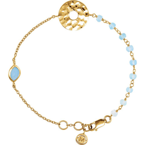 18K Yellow Gold Vermeil Blue Chalcedony 7.5" Bracelet 18K Yellow Gold Vermeil Blue Chalcedony 7.5" Bracelet