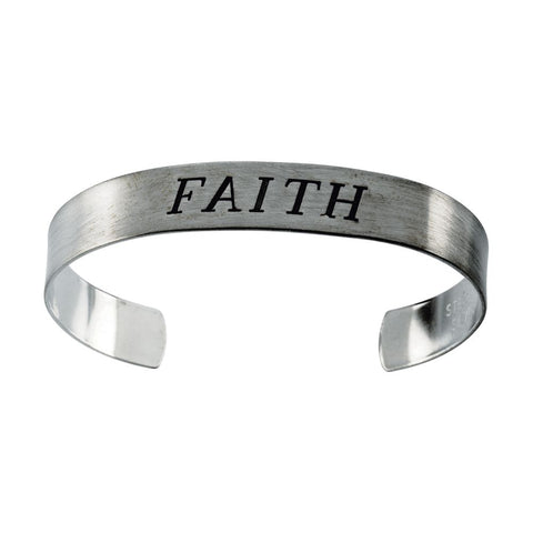 Sterling Silver Antiqued "Faith" Cuff Bracelet