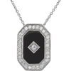 13.00x09.00 mm with 18 inch Chain Genuine Onyx and Cubic Zirconia Necklace in Sterling Silver