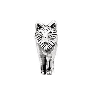 Sterling Silver 15x12mm Wolf Bead Charm Sterling Silver 15x12mm Wolf Bead Charm