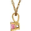 14k Yellow Gold Imitation Pink Tourmaline "October" Birthstone 14" Necklace
