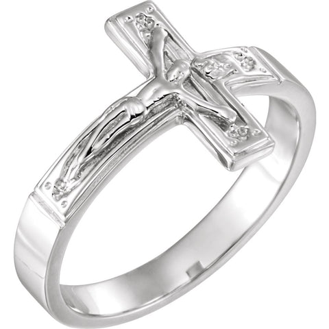 14k White Gold Men's Crucifix Chastity Ring Size 10 14k White Gold Men's Crucifix Chastity Ring Size 10
