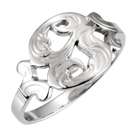 14k White Gold Initial Rings, Size 6 14k White Gold Initial Rings, Size 6