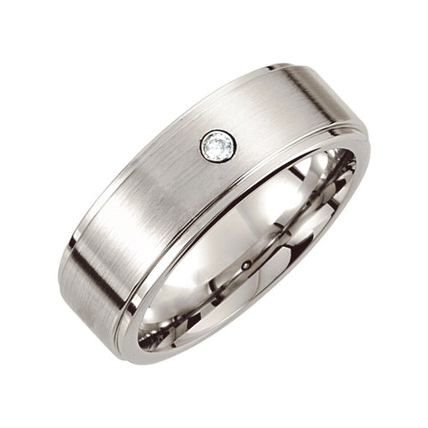 Cobalt .05 CTW Diamond Ridged Band with Steel Bezel Size 11 Cobalt .05 CTW Diamond Ridged Band with Steel Bezel Size 11