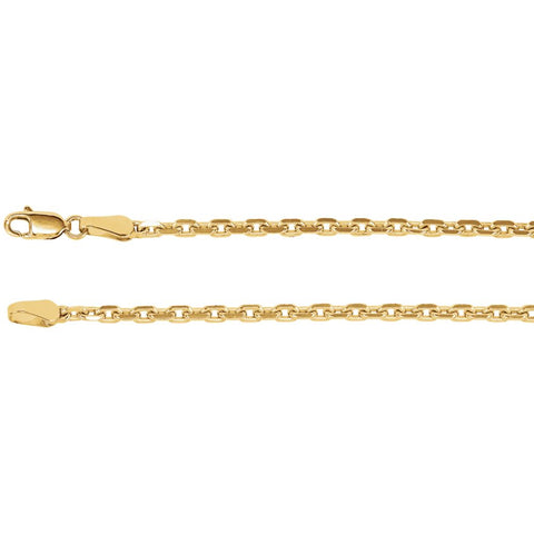 14k Yellow Gold 2.5mm Diamond-Cut Cable 7" Chain