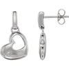 Pair of 0.015 CTTW Diamond Heart Earrings in Sterling Silver