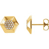 14k Yellow Gold 1/6 ctw. Diamond Geometric Earrings with Backs