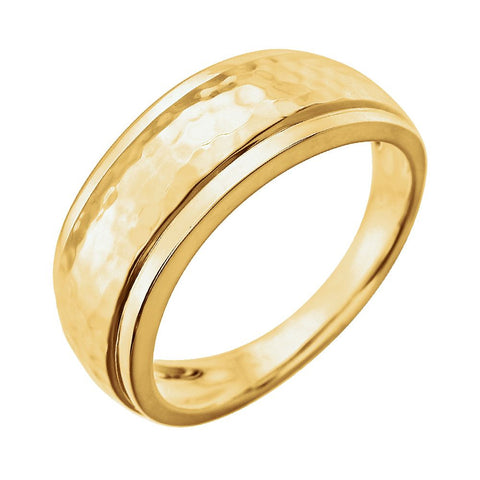 14k Yellow Gold Hammered Ring with Beveled Edges , Size 7 14k Yellow Gold Hammered Ring with Beveled Edges , Size 7