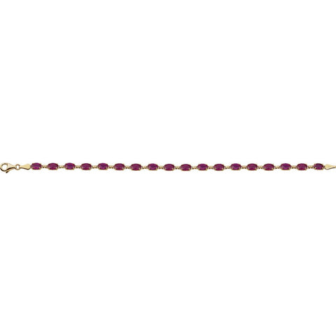 14k Yellow Gold Lab-Grown Ruby 7" Bracelet