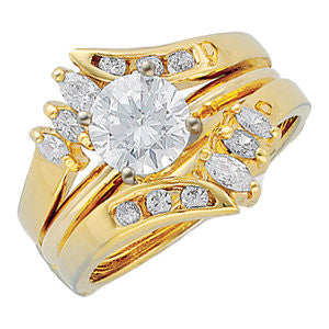 14k Yellow Gold 3/8 CTW Diamond Ring Guard , Size 6