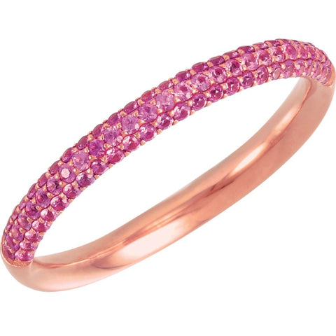14k Rose Gold Pink Sapphire Anniversary Band Size 7