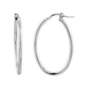 Sterling Silver 18x24mm Oval Tube Hoop Earrings Sterling Silver 18x24mm Oval Tube Hoop Earrings