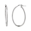 18.00 X 24.00 mm Oval Tube Earrings in Sterling Silver