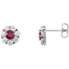 Pair of I1; G-H Cluster-Style Friction Post Stud Earrings in 14k White Gold