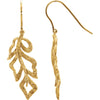 Sterling Silver Yellow Gold Plated Textured Bark Leaf Earrings