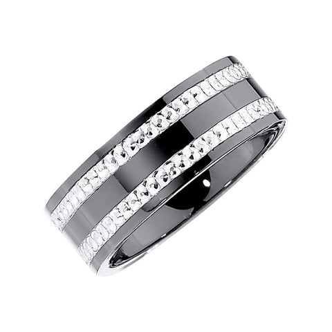 Ceramic Couture® & Sterling Silver Inlay 8mm Flat Band Size 6.5 Ceramic Couture® & Sterling Silver Inlay 8mm Flat Band Size 6.5