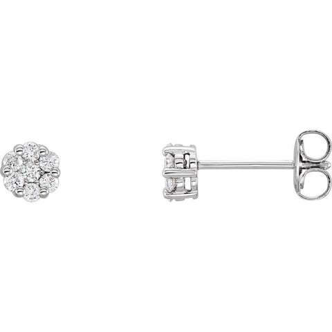 14k White Gold 1/4 CTW Diamond Cluster Earrings 14k White Gold 1/4 CTW Diamond Cluster Earrings
