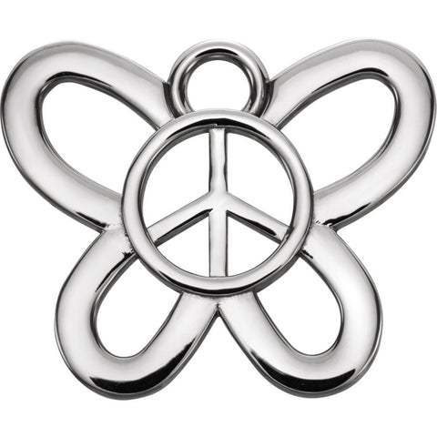 14k White Gold Butterfly Peace Sign Dangle 14k White Gold Butterfly Peace Sign Dangle