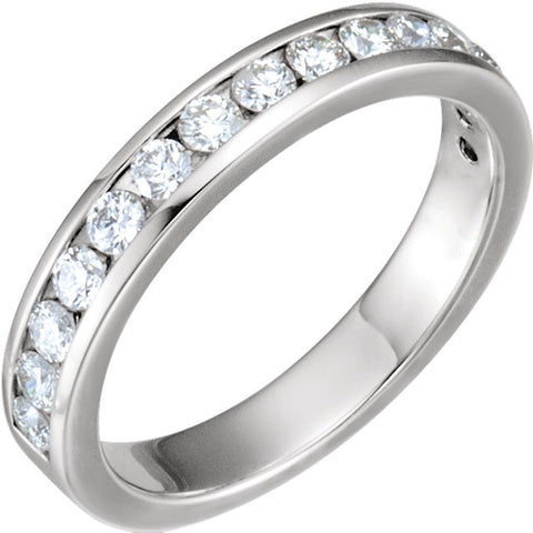 14k White Gold 1/2 CTW Diamond Band for 6.5mm Round Engagement Ring, Size 7