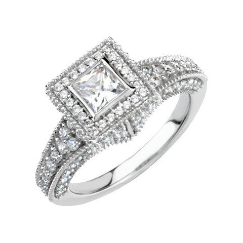 14k White Gold 1 1/5 CTW Diamond Engagement Ring, Size 7 14k White Gold 1 1/5 CTW Diamond Engagement Ring, Size 7