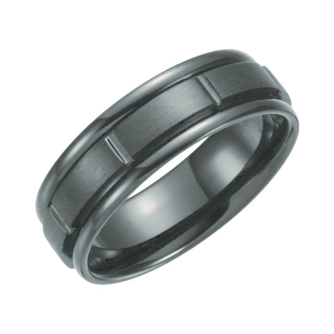 Black Titanium 7mm Grooved Band Size 12.5 Black Titanium 7mm Grooved Band Size 12.5