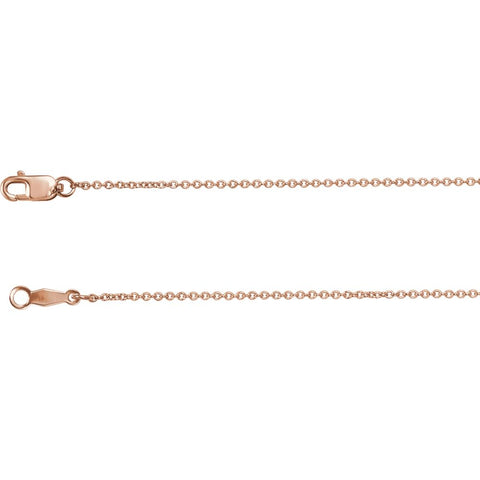 14k Rose Gold 1mm Solid Cable 20" Chain