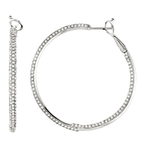 14k White Gold 2 7/8 CTW Diamond Inside/Outside Hoop Earrings 14k White Gold 2 7/8 CTW Diamond Inside/Outside Hoop Earrings