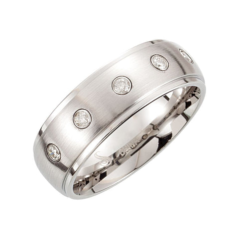 Tungsten 8.3mm .25 CTW Diamond Ridged Band Size 10 Tungsten 8.3mm .25 CTW Diamond Ridged Band Size 10