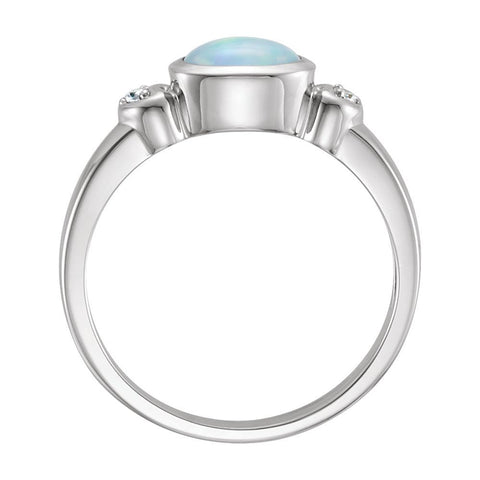 14k White Gold Opal & .03 CTW Diamond Accented Ring, Size 7