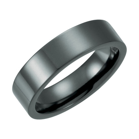 Black Titanium 6mm Flat Polished Band Size 6 Black Titanium 6mm Flat Polished Band Size 6